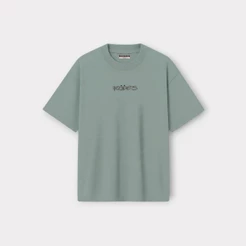 RODES MEN Camiseta Oversized Logo Central Bordada Preto Minimalista Streetwear