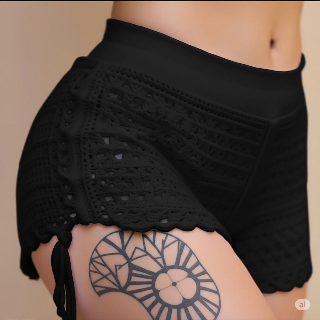 Shorts Saída de Praia Tricô Moda Praia Feminina Perfeito para seu Look de Praia