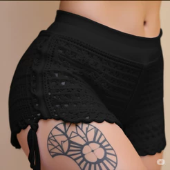 Short Saída De Praia Feminino Tricô curto com amarração piscina tendência Verão moda primavera verão