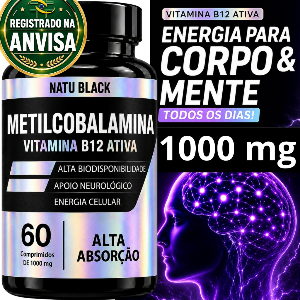 METILCOBALAMINA 1000 mg Vitamina B12 Original (POTE PARA DOIS MESES DE USO)