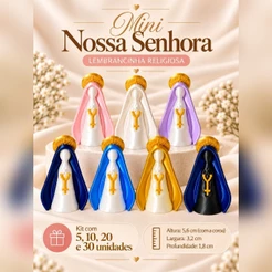 Kit Mini Nossa Senhora 3D Presente Religioso Lembrancinha Católica