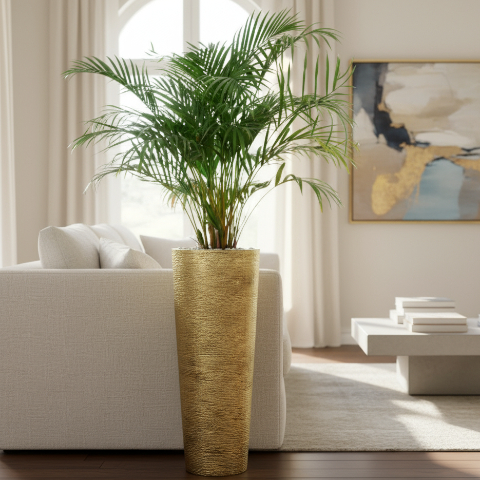 Vaso para planta Decorativo Ibiza Metalico Prime Texturizado Escovado Luxo Moderno P