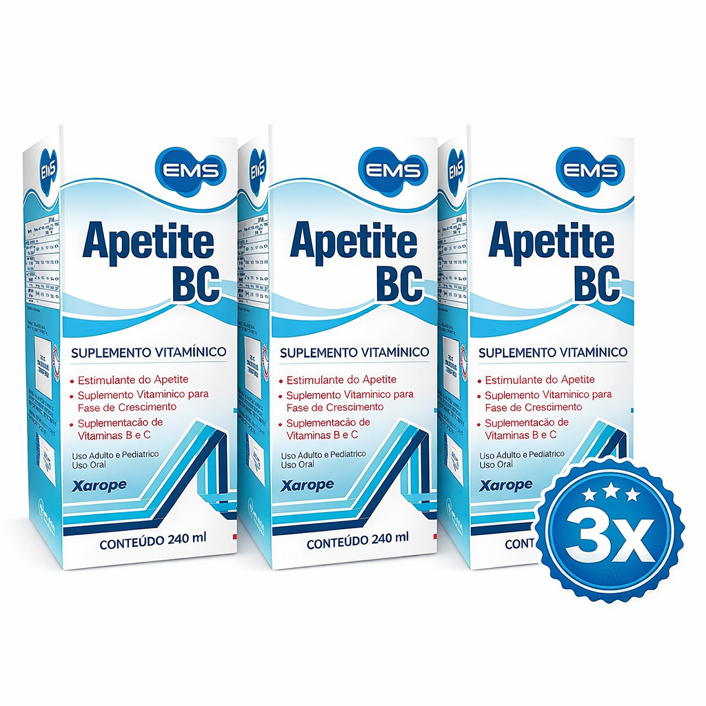 KIT 3X Estimulante do apetite engordar Suplemento APETITE BC 240ML EMS ORIGINAL em Oferta na Shopee