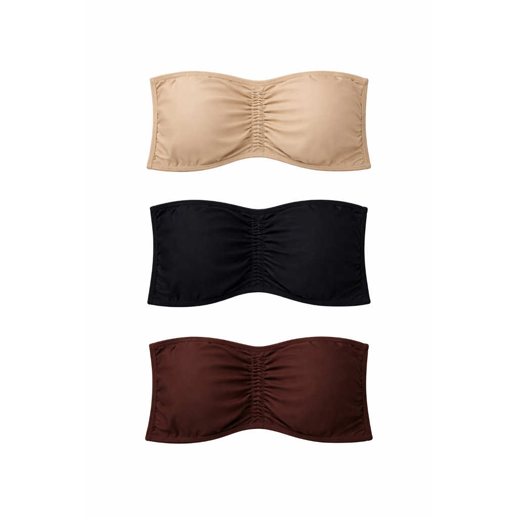 3 Top Faixa Com Bojo Sutien Tomara que Caia franzido Básico Conforto