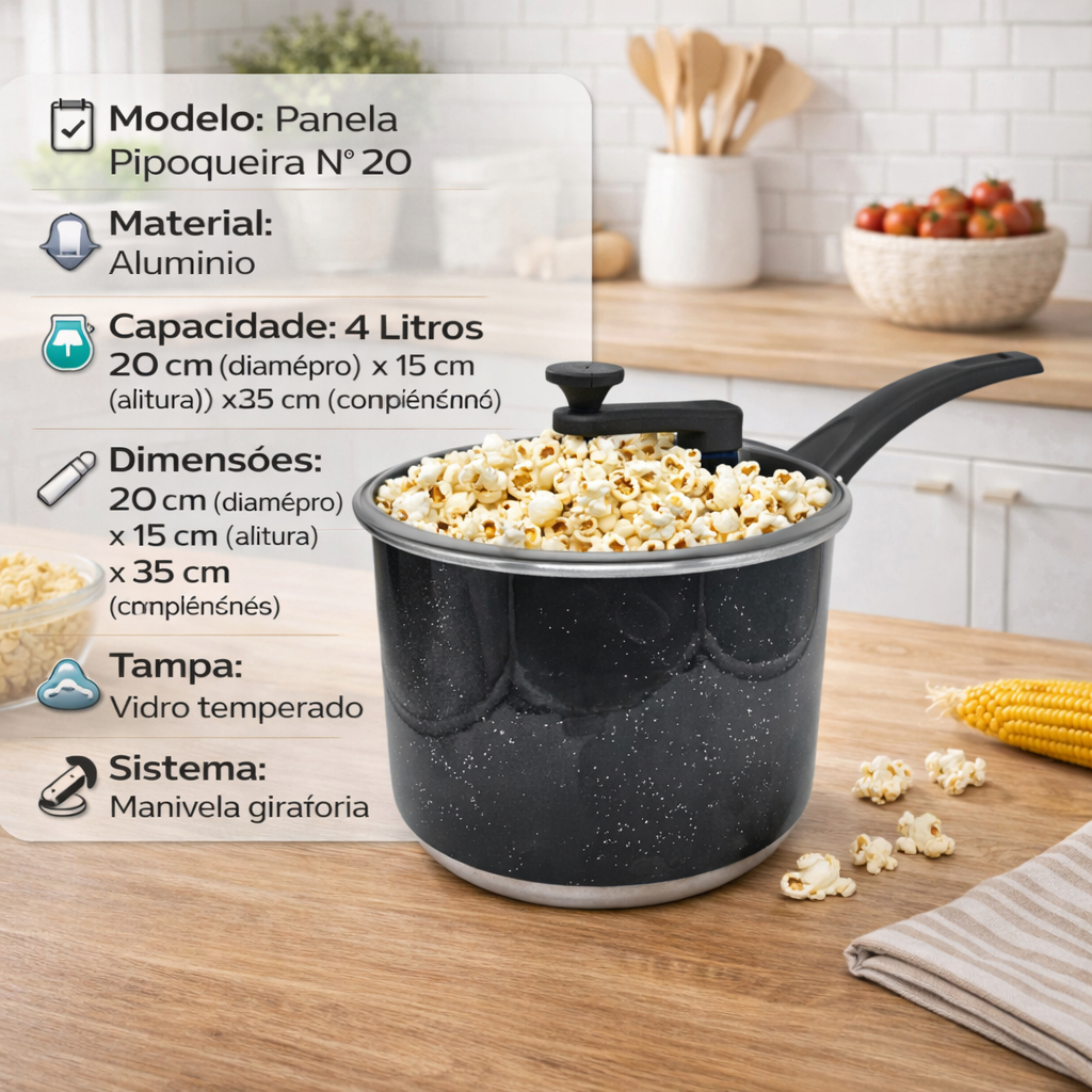Pipoqueira N°20 4 L Panela Pipoqueira  Alumínio Color (Pipoqueira, Panela Pipoqueira,.