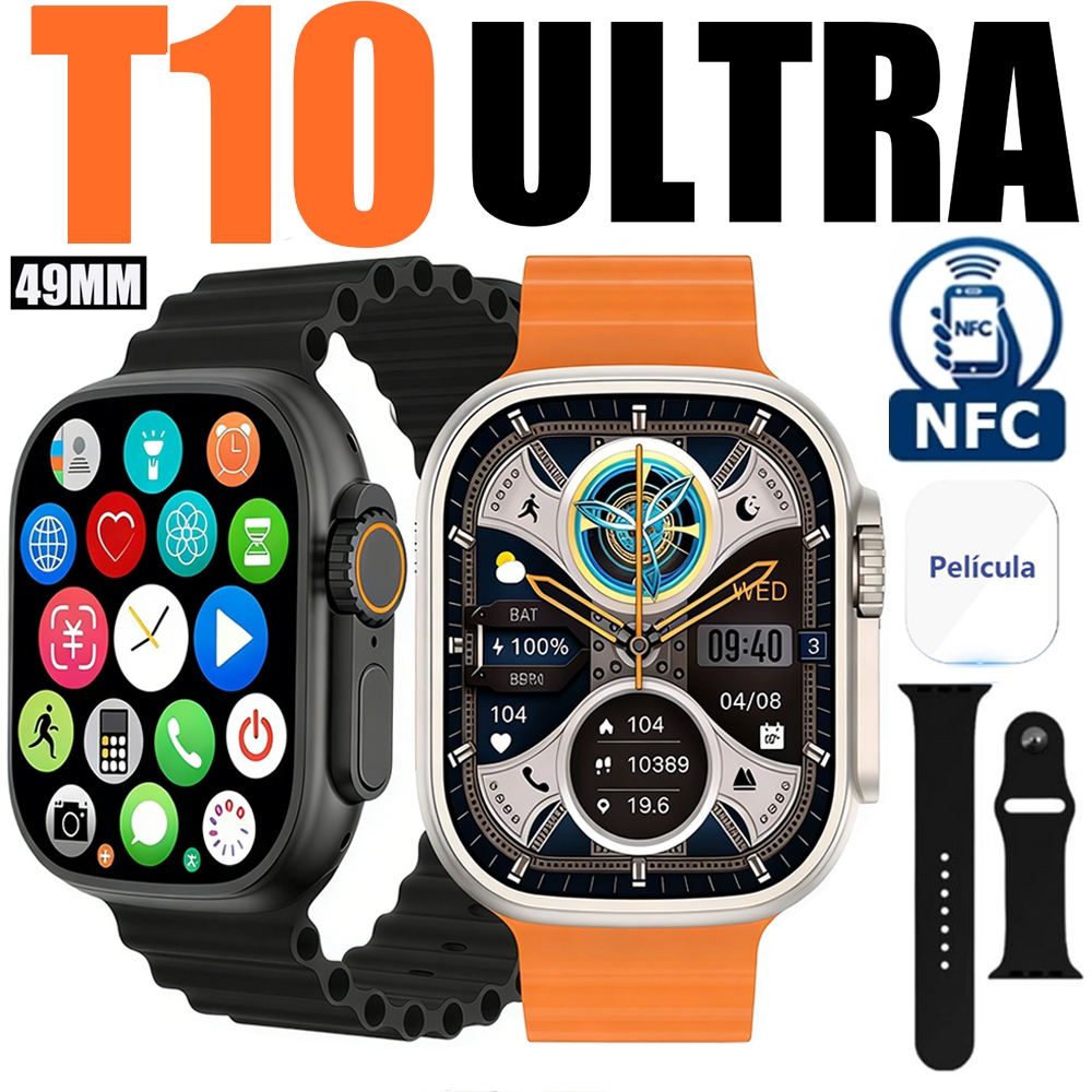2026 Smartwatch T10 Ultra 3 NFC Série 10 com Monitoramento de Frequência Cardíaca 49MM em Oferta na Shopee