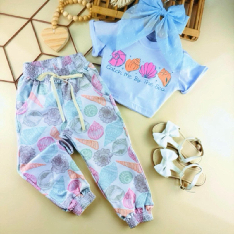Conjunto infantil menina Jogger + cropped 2 ao 10 em Oferta na Shopee