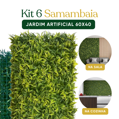 6 Placas Jardim Artificial Vertical Samambaia 60x40 | Mais Vendido | Parede Verde