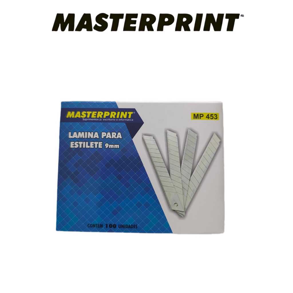 Lamina De Estilete 9mm Masterprint MP453 Caixa Com 100 Unidades em Oferta na Shopee