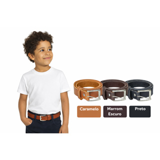Cinto social infantil  menino masculino de couro sintético fivela prata 77 a 90 cm comprimento em Oferta na Shopee