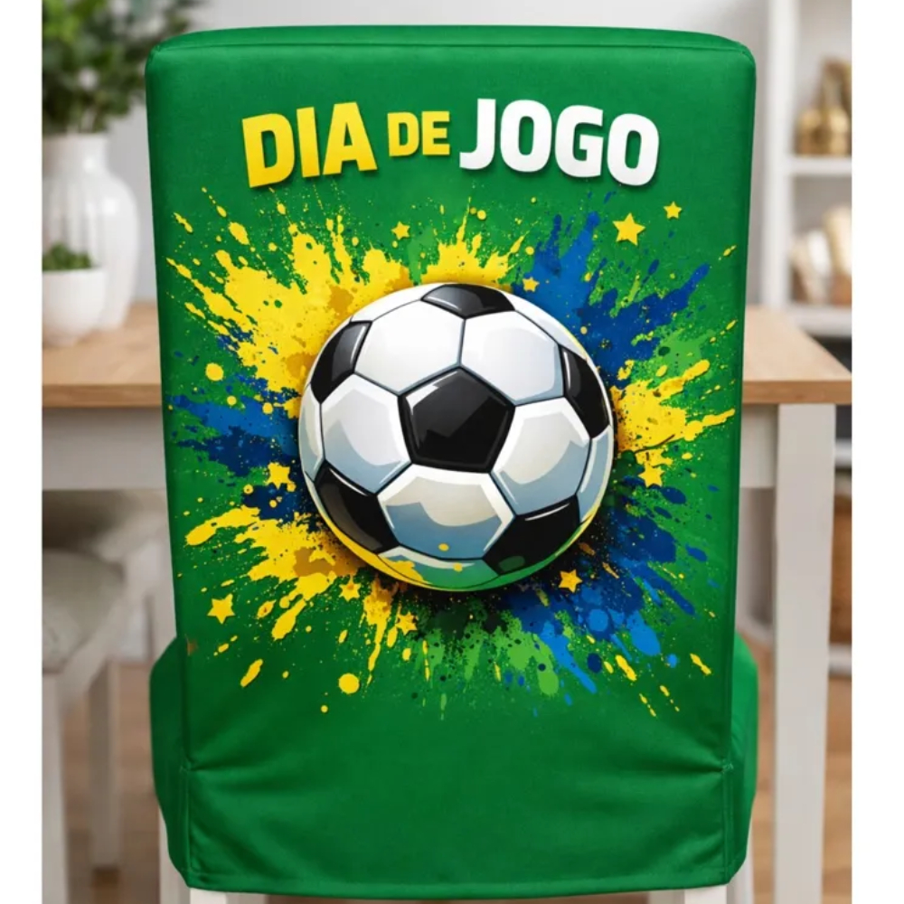 Capa de Cadeira Copa do Mundo Kit com 4 e 6 unidades Seleção Brasileira Futebol