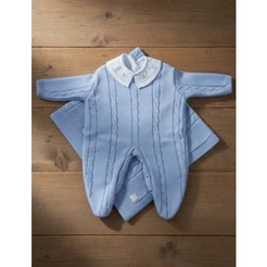 Saída Maternidade Tricot Trança Luxo 3 Peças Kit Bebê: Macacão e Body Algodão