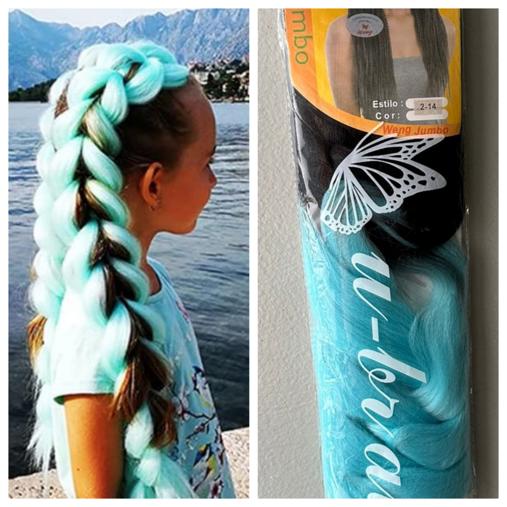 Kanekalon Jumbo Tranças Box Braid Twist Cor 2-14 preto com ombre hair californiana azul claro 165gramas cabelo promocao