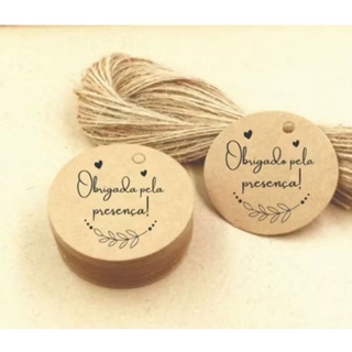 kit com 200 Tags Kraft 4x4cm Personalizadas para Lembrancinhas | Casamento, Chá de Bebê, Aniversário, Eventos em Oferta na Shopee
