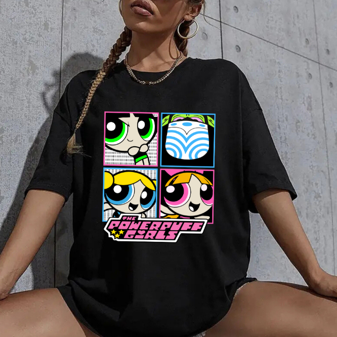 Camiseta oversized Feminina Roupa de Academia 100% Algodao Tshirt Blusao Roupa Look Super Poderosas Envio rapido