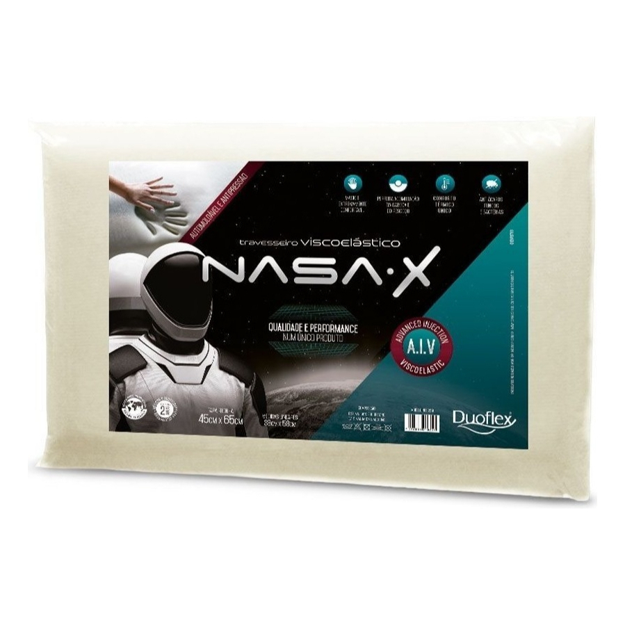 Travesseiro Nasa Baixo X Duoflex Viscoelástico 45x65cm em Oferta na Shopee