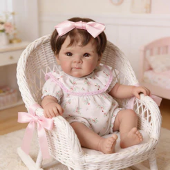 Boneca Bebê Reborn Silicone 48cm Menina Olho Castanho Brastoy