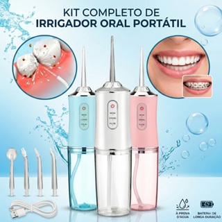 Irrigador Dental Oral Recarregável 220ml Higiene Limpeza Bucal Portátil Limpador de Dente em Oferta na Shopee