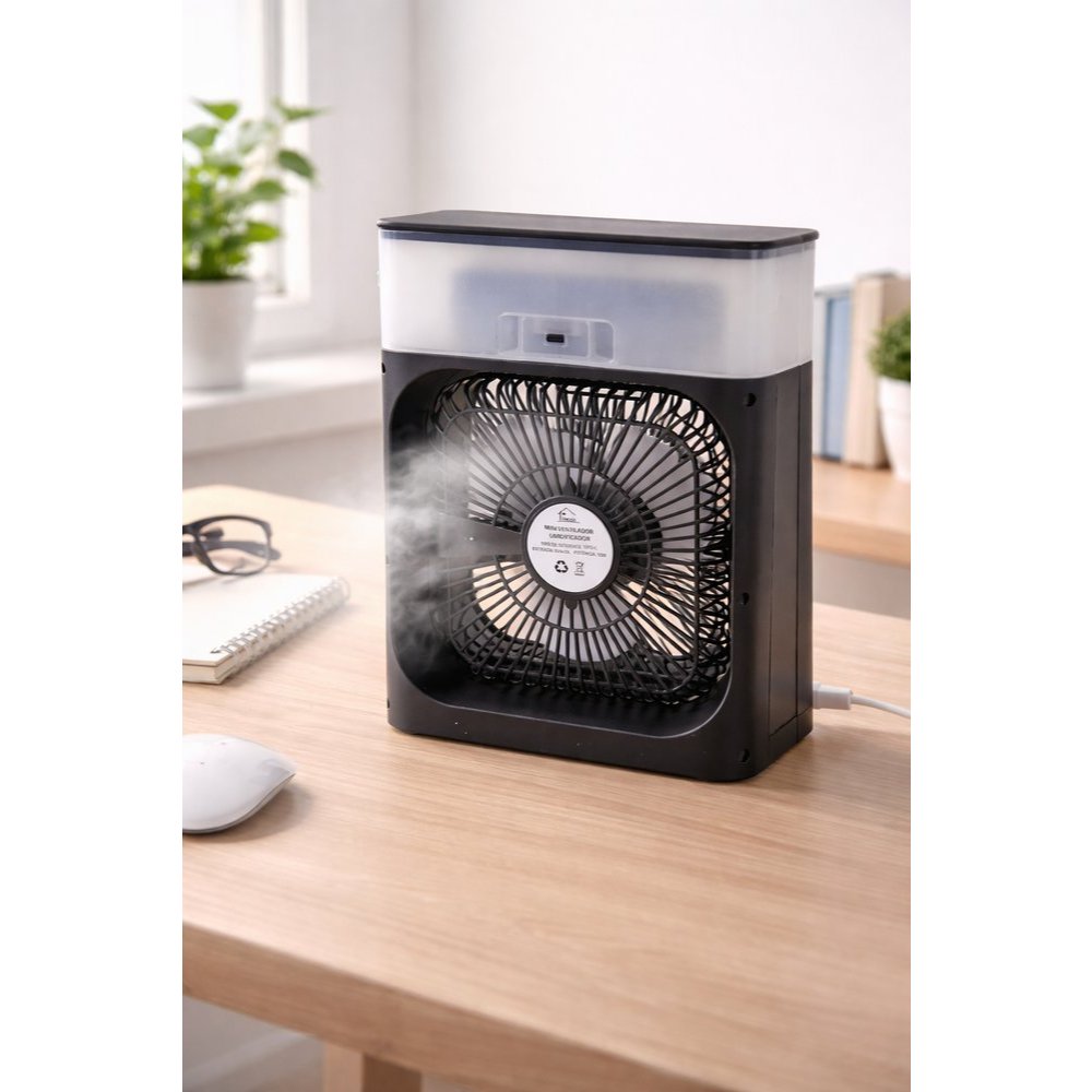 Ventilador Climatizador Mini Ar Condicionado Umidificador Portátil USB Mesa Quarto Sala Escritório