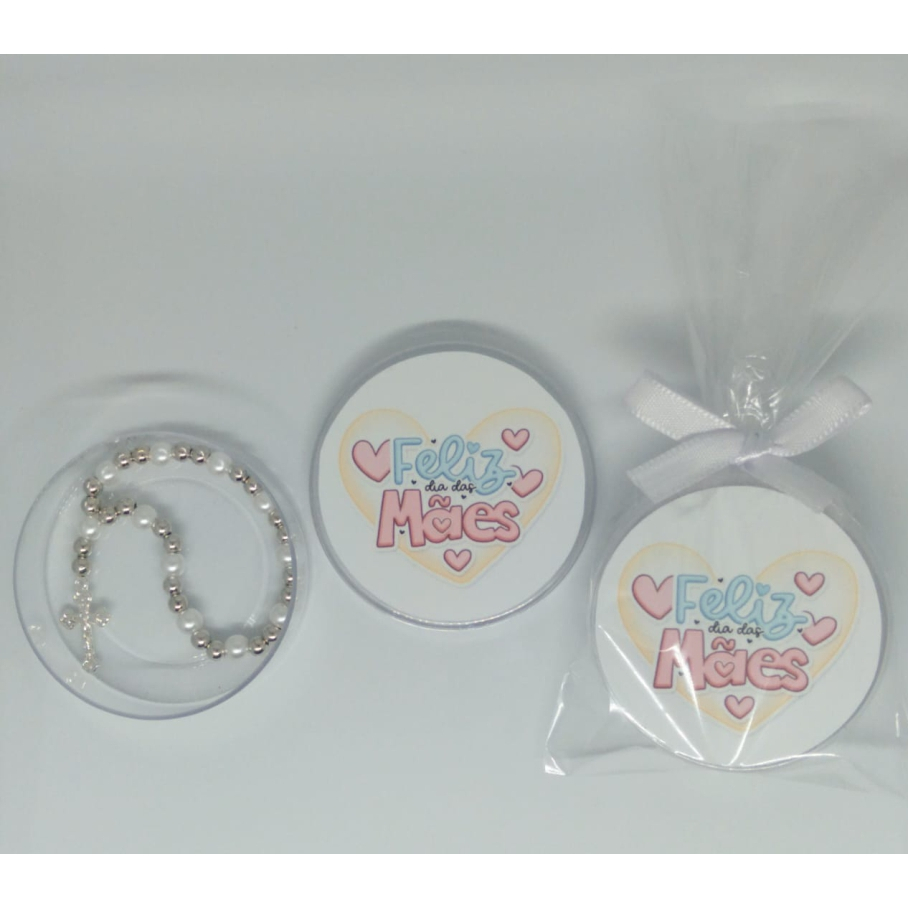 Lembrancinha Latinha com Mini Terço Dia das Mães Kit com 10 unidades