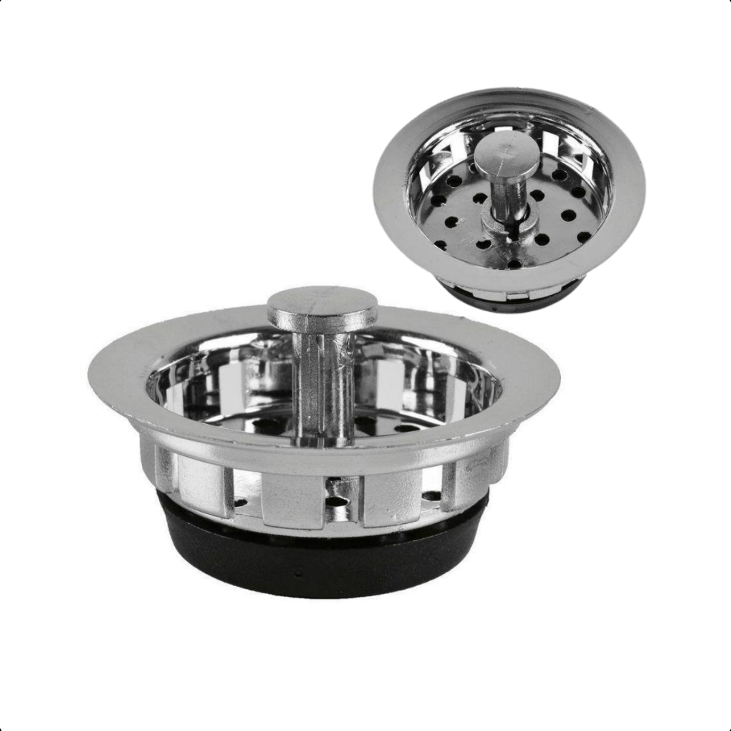 Ralo de Metal Cromado 6cm Para Pia Modelo Americano com Válvula Cozinha Banheiro Cestinha Cesto