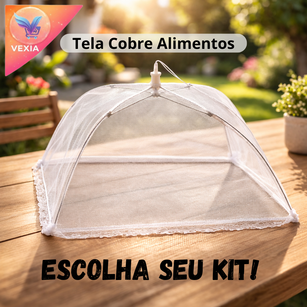 Kit Protetores Tela Cobre Alimentos Mosquiteiro P/ Alimentos Fruta Bolo Cobertura Anti Inseto Mosca