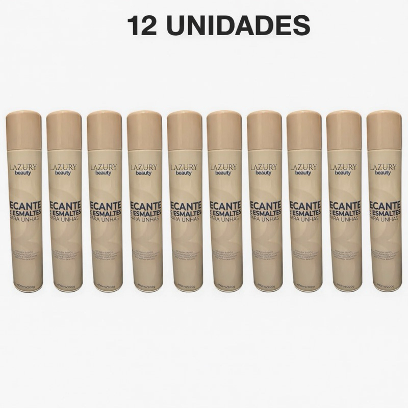 Kit com 12 Spray Secante de Unha 400ml LAZURY(embalagem com tampa bege ou azul)