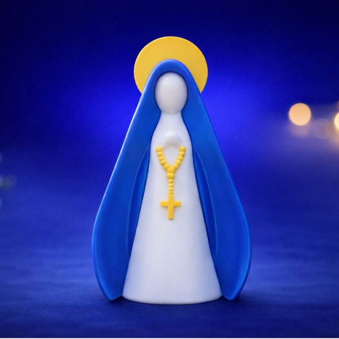 Nossa Senhora 12 cm em Impressão 3D Decoração Religiosa Moderna, Presente Católico