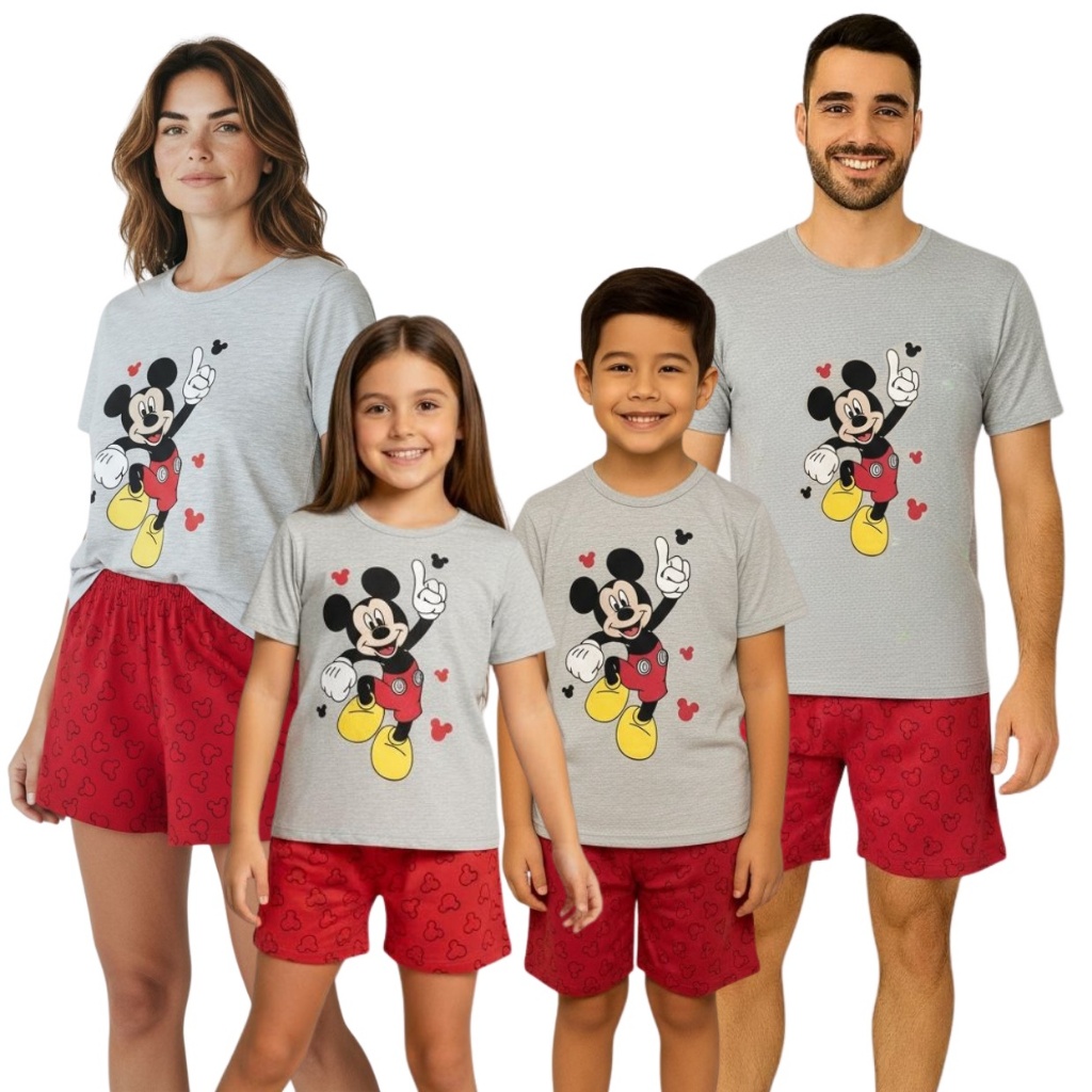 Kit Pijama Família Estampado Combinando Verão Estampas Divertidas Fofas Conforto Premium