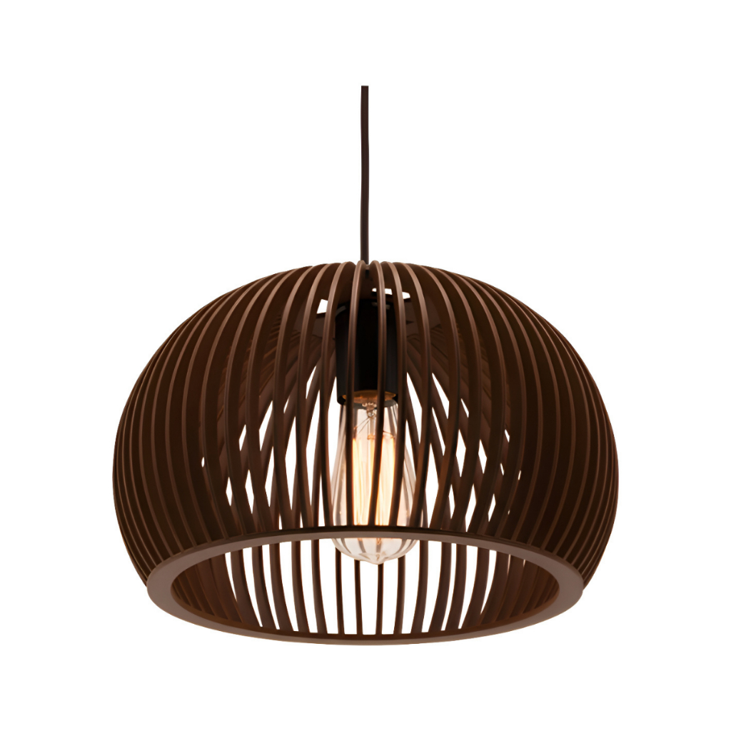 Pendente Lustre Grande De Madeira Marrom Sala, Jantar Varanda - 1BM / sf