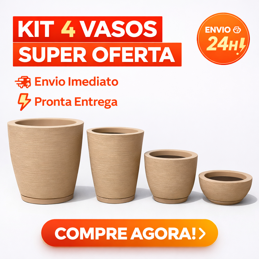 Imagem Kit 4 Vasos para Plantas Decorativo Escovados Coluna Redona 1 + Bojo 1 + Bacia 1 + Coluna Bojo 1