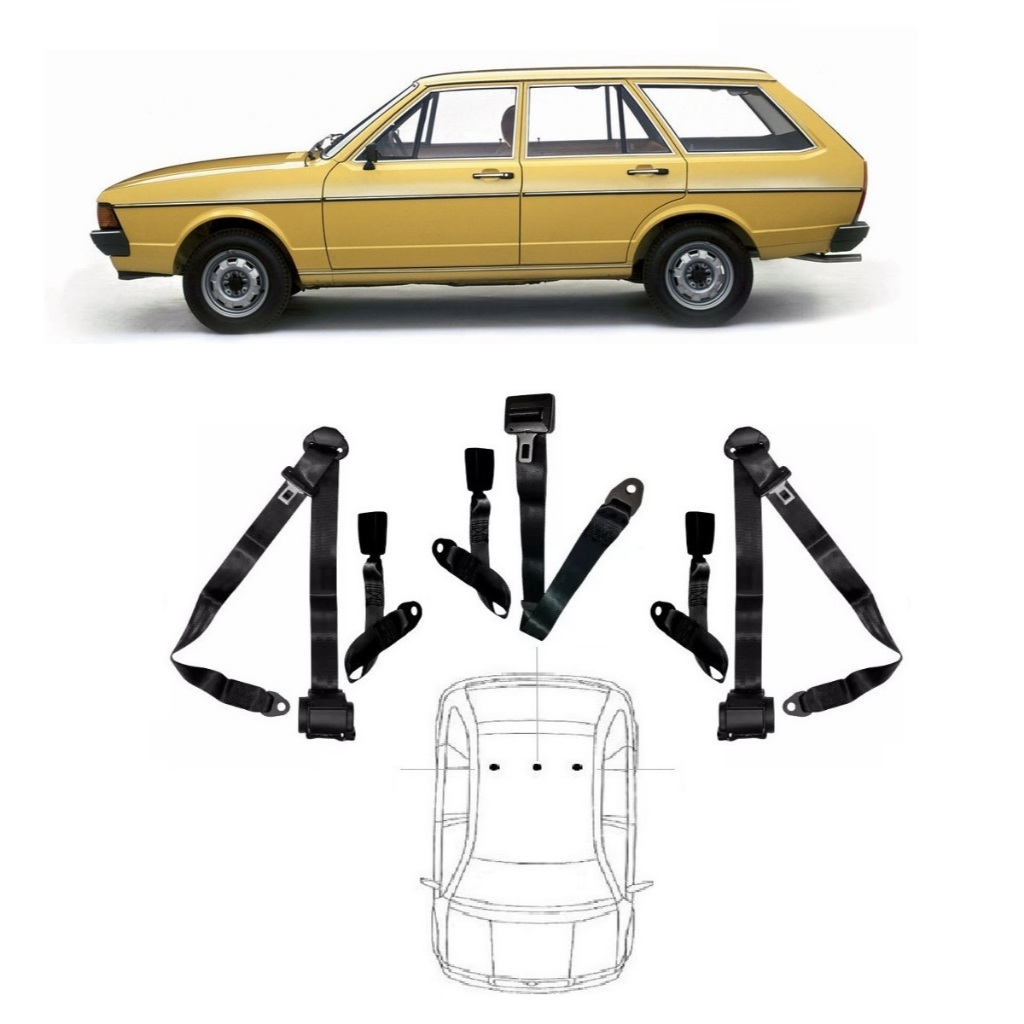 KIT CINTO SEGURANÇA traseiro completo RETRATIL 3 PONTOS + FECHO VOLKSWAGEN BRASILIA