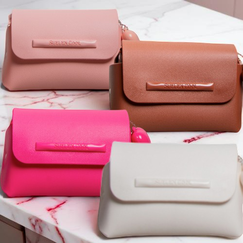 Bolsinha Feminina Suellen Pequena com Coração Clutch Porta Maquiagem LUHENStore