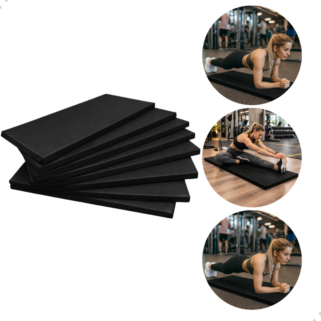 Imagem Kit 10 Colchonete Espuma Fitness Impermeável Treino Academia Funcional Yoga Meditação 90x45 Preto