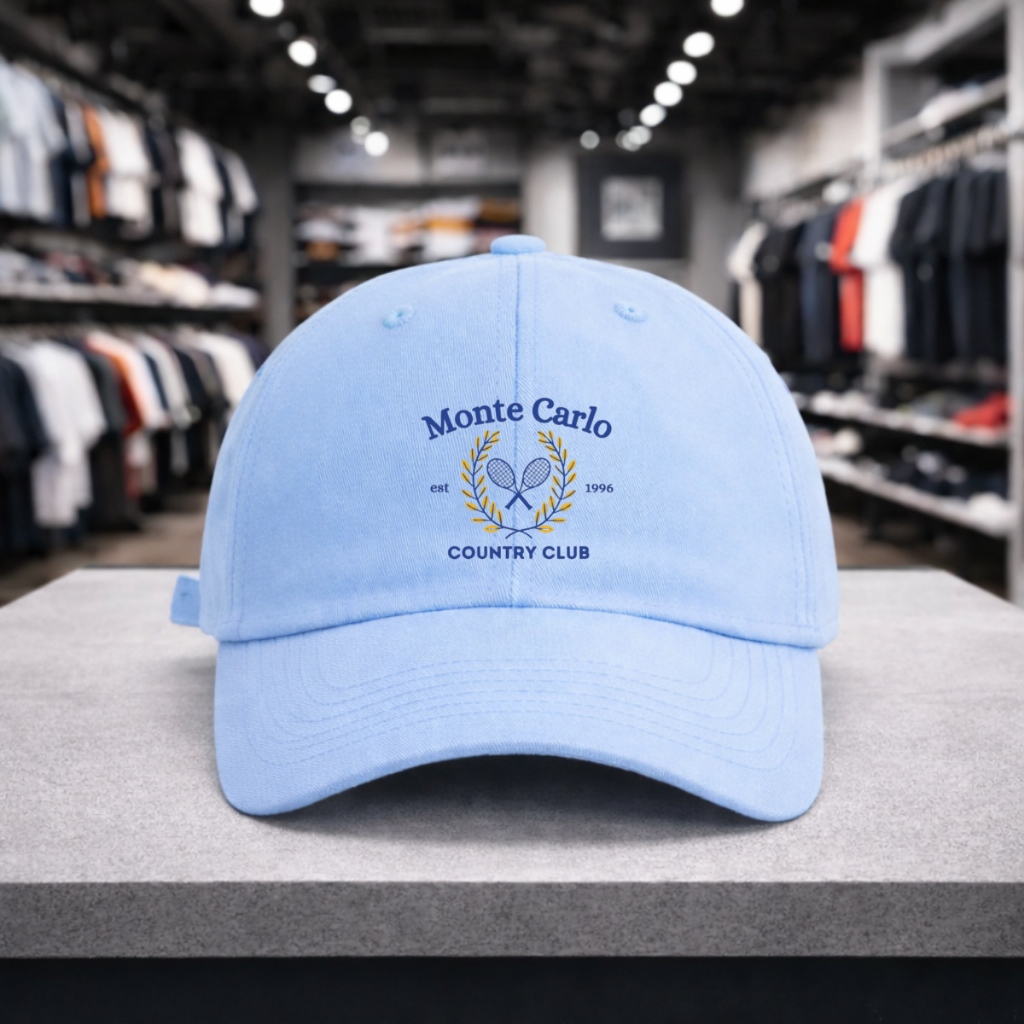 Boné Monte Carlo Aba Curva Verão Casual Unissex Ajustável Tecido Premium Estampado Dia a Dia Férias Lançamento