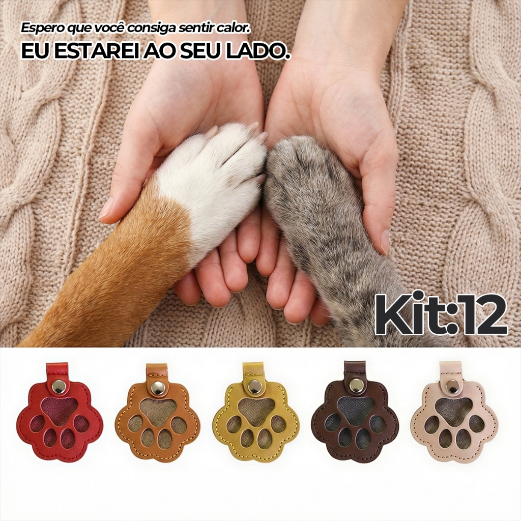 Chaveiro de Couro com Formato de Pata de Cachorro/Gato, Pingente Memorial, Kit com 12 Unidades em Oferta na Shopee
