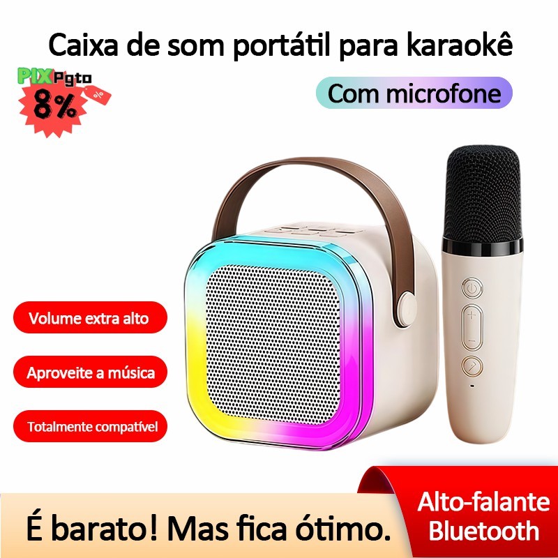 Imagem K12 Caixa de Som Karaokê Bluetooth – com Microfone Divertimento Familiar