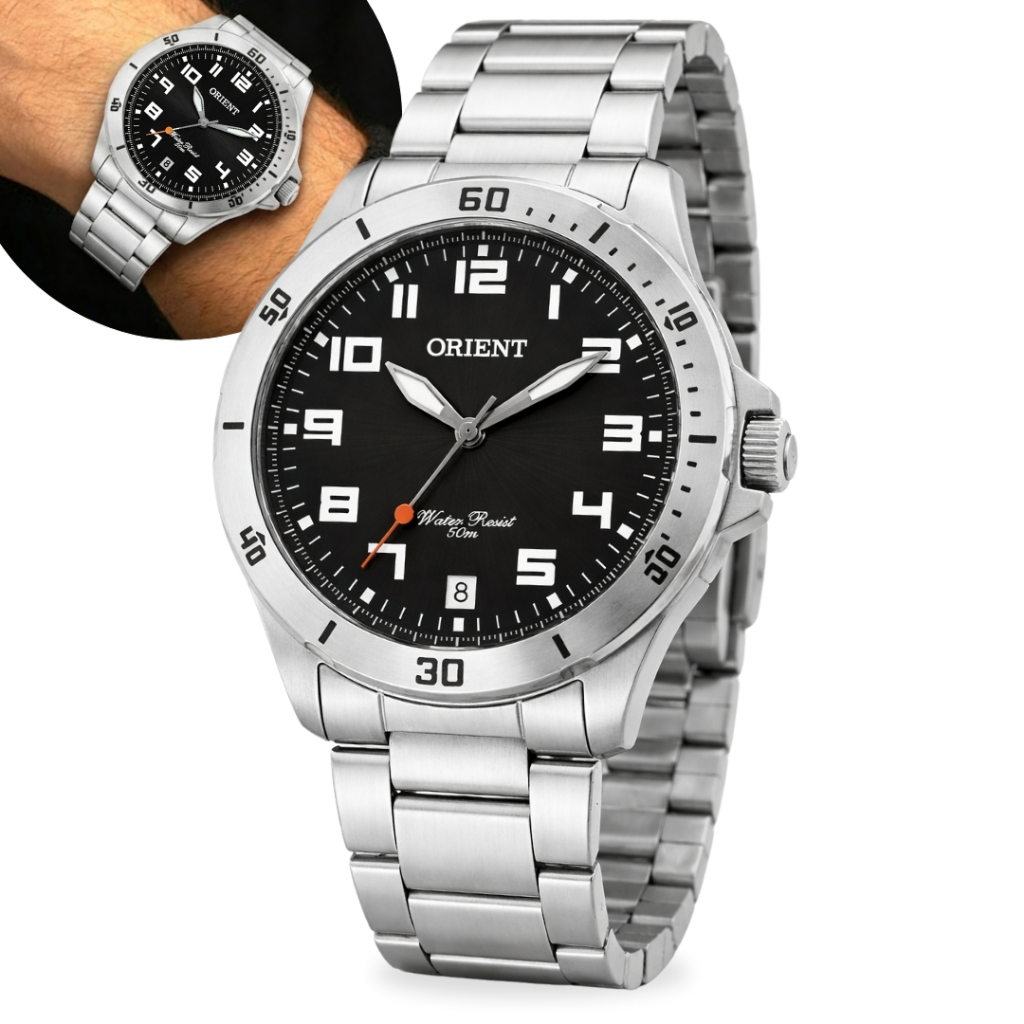 Relógio Orient Analógico Masculino Quartz Em Aço inoxidável Casual Calendário Brilha No Escuro Prova D'água 50 Metros em Oferta na Shopee