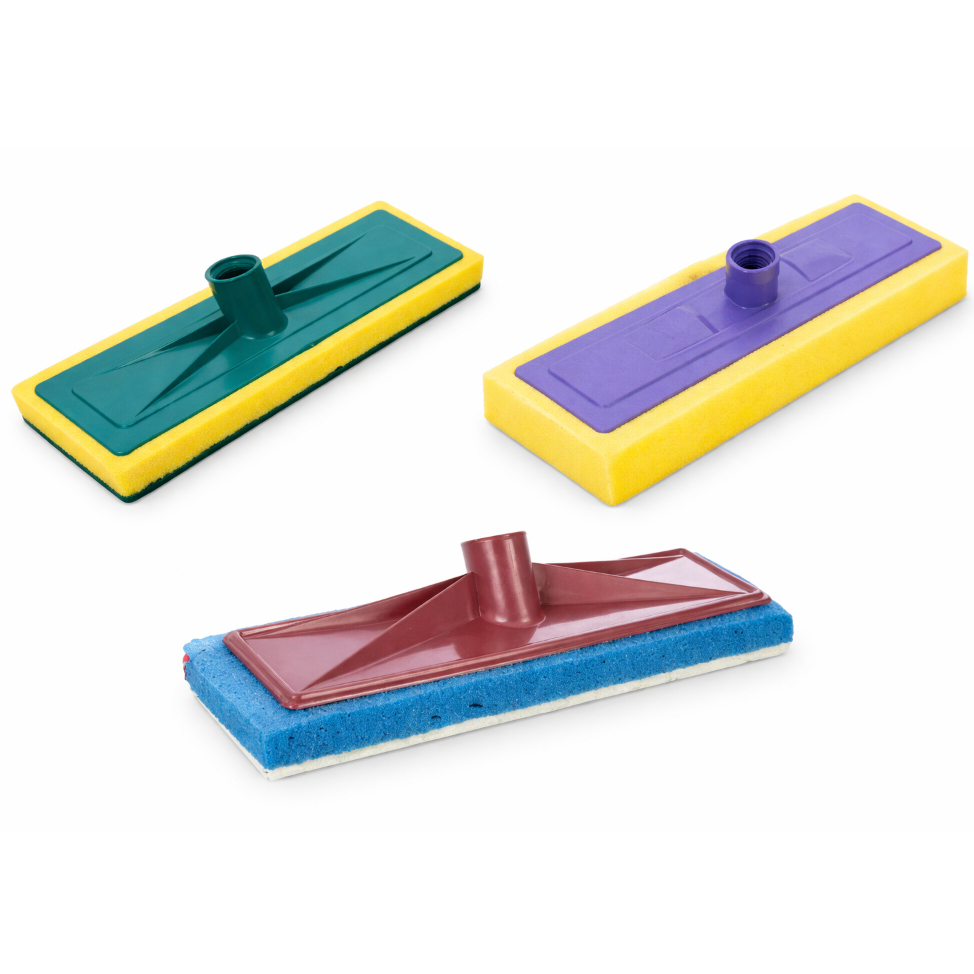 Kit Esfregão Esponja Lava Piso Azulejo + Limpa Vidro + Passa Cera