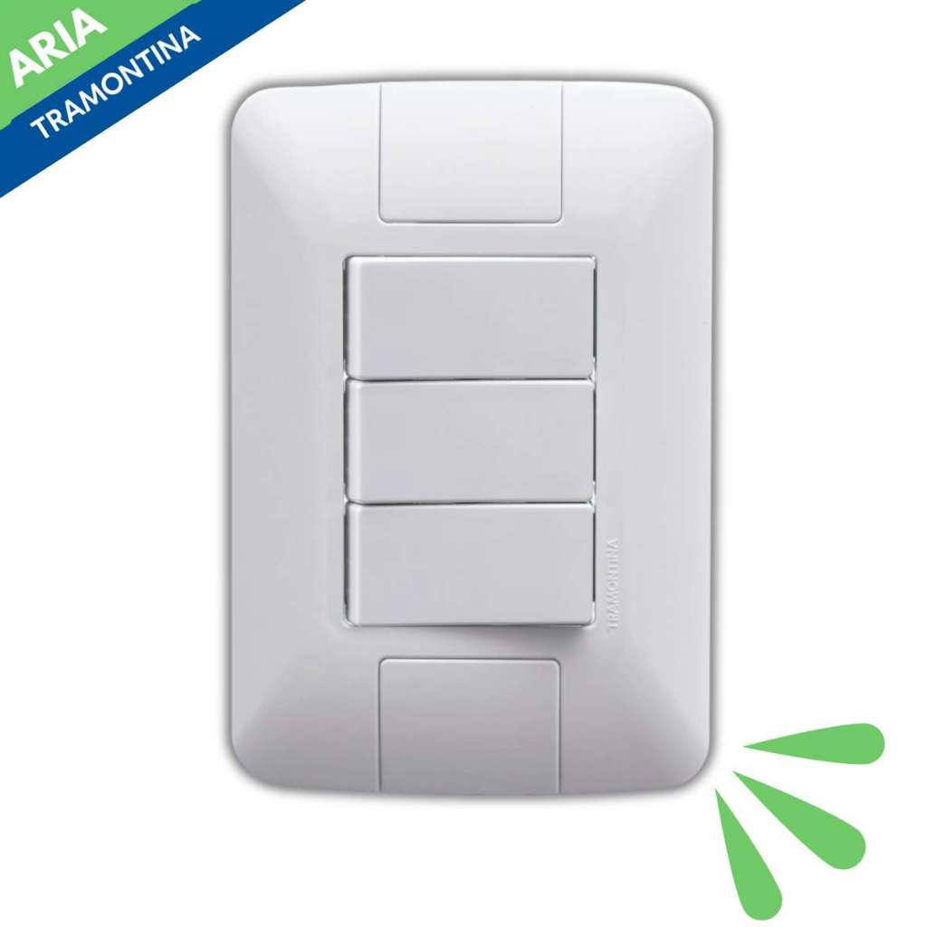Conjunto 4x2 com 3 Interruptores Simples Tramontina Aria Branco