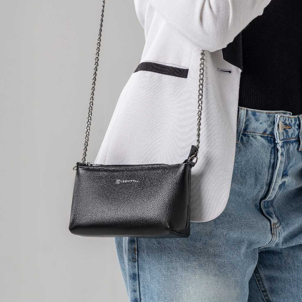 Imagem Bolsa Feminina Vittal Couro Legitimo Clutch Annelise Alça Corrente