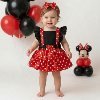 Jardineira Romper Salopete Vestido Minnie Vermelha Smash The Cake Mesversario Presente Body Menina em Oferta na Shopee