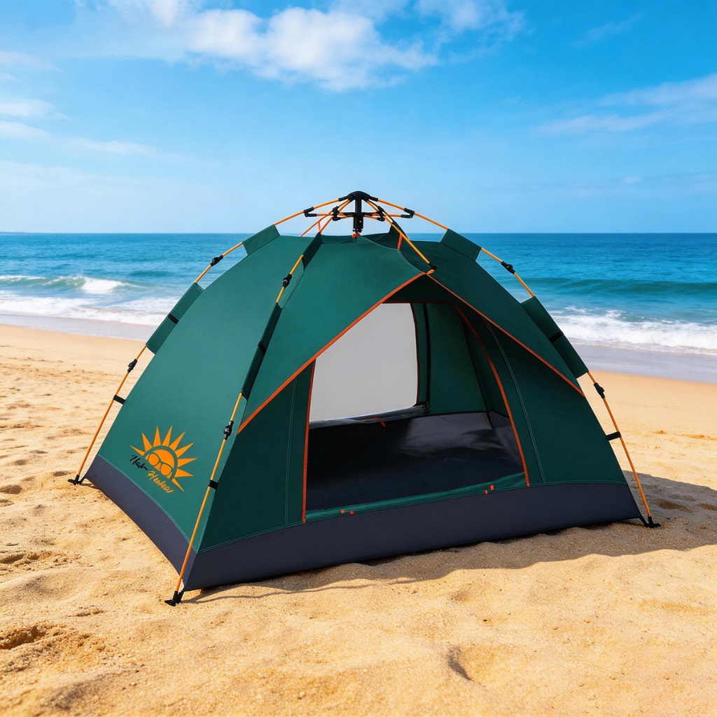 Barraca de Camping Automática 210x200x135cm Impermeável PU1500mm para 3-4 Pessoas, Ideal para Acampamento e Ar Livre