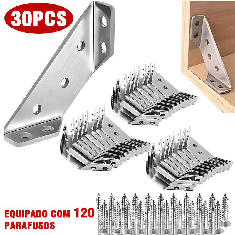 Kit Conector de Canto Aço Inoxidável Cantoneira Junção de Canto Móveis de Madeira Universal Suporte Para Cantos