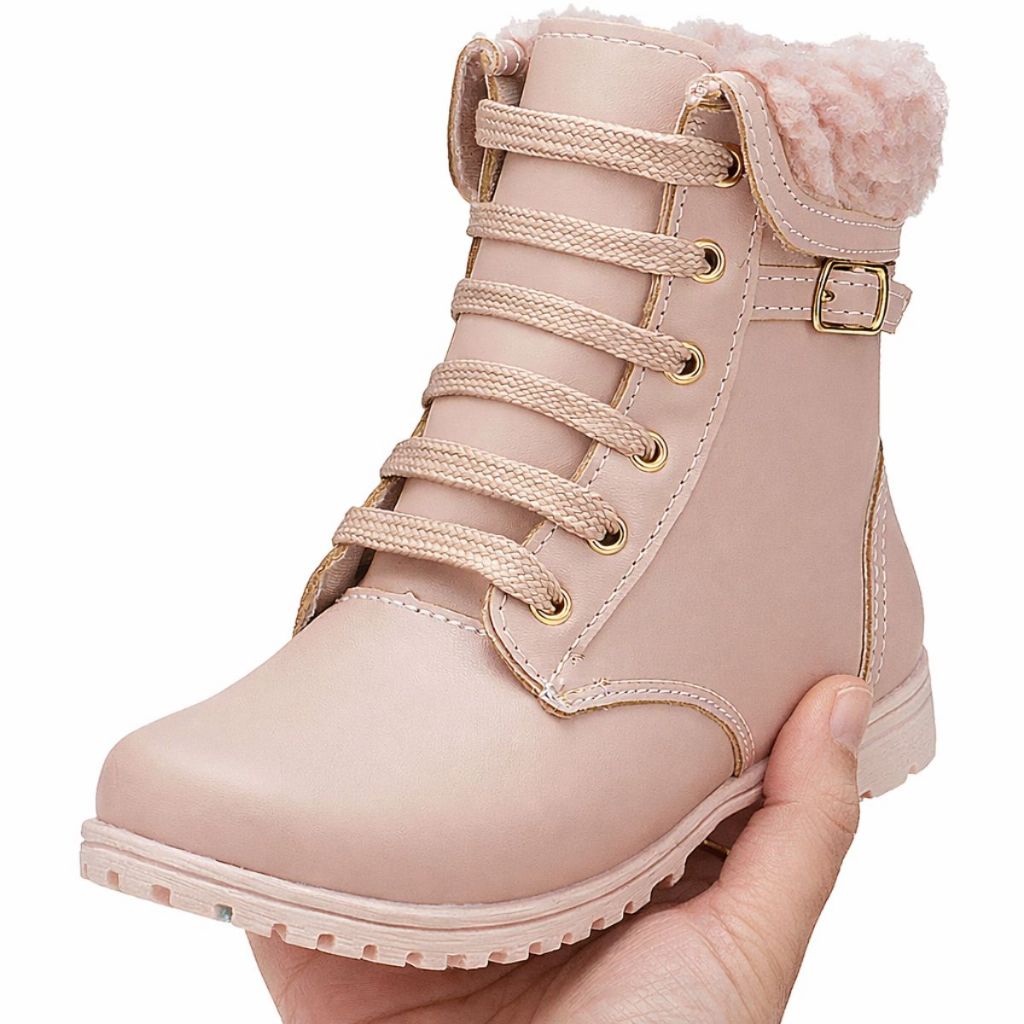 Bota Coturno Infantil Meninas Stilo Rosê Montaria Confortável-2135