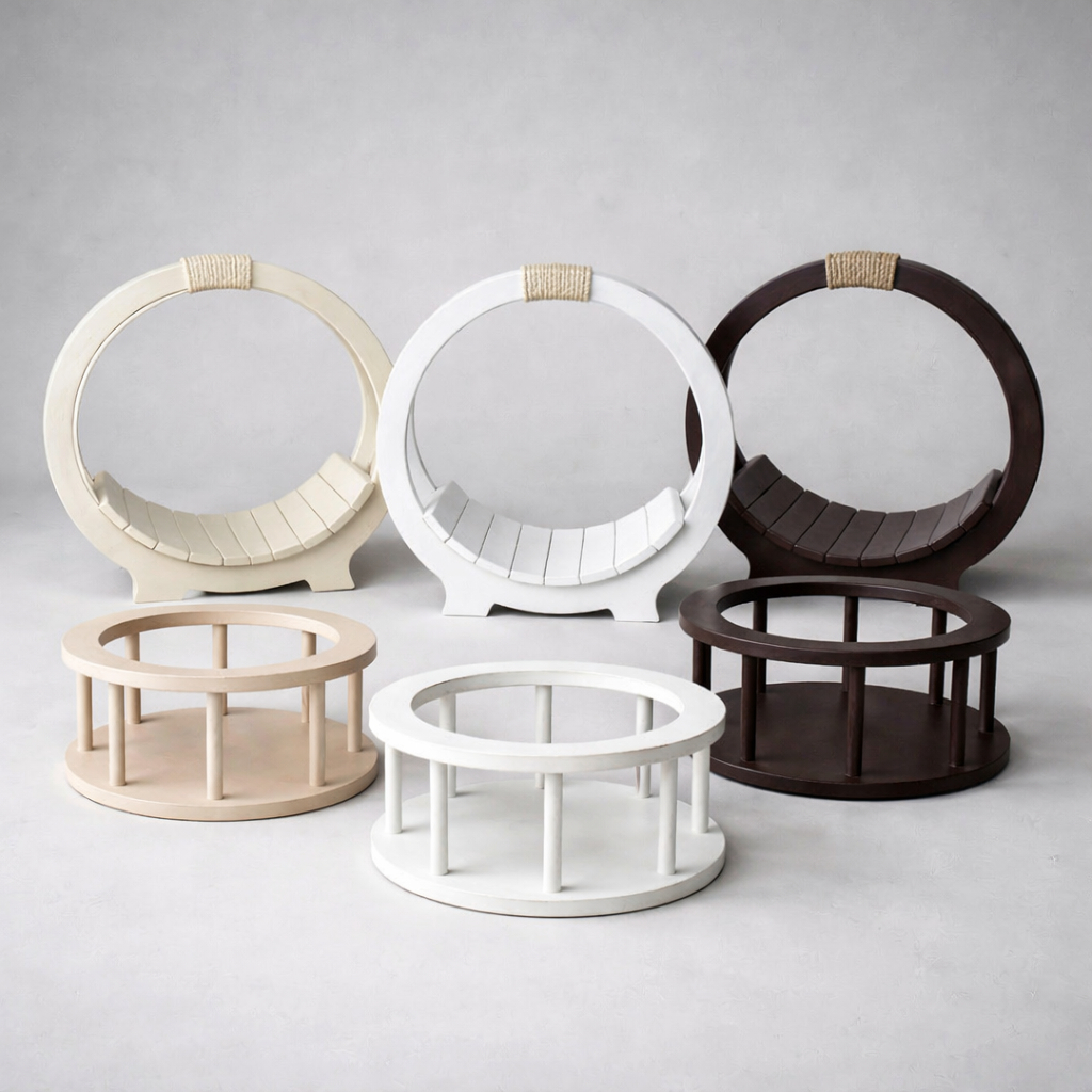 Props Newborn Acompanhamento Ensaio Fotográfico Bebê Cama Circular Caminha Arco Tina Vazada Acessório Estúdio Fotografia