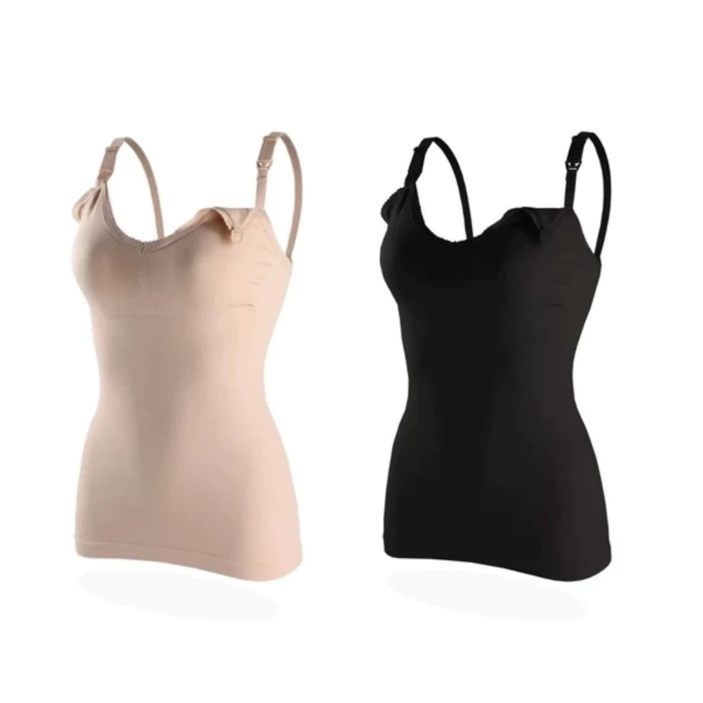 Kit 2 Camisa de Amamentação Sutiã Camisola Maternidade Blusa Bojo Removível Elasticidade Confortável — imagem 1