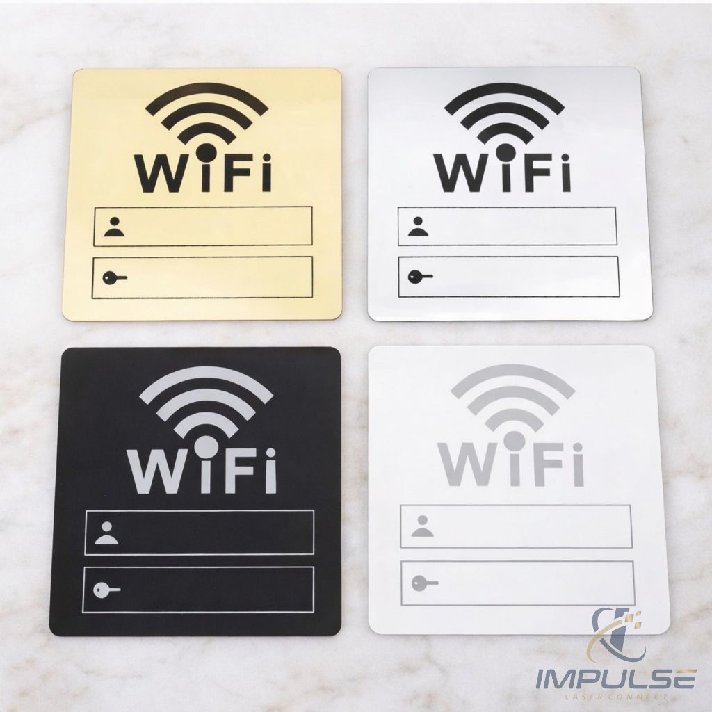 Placa Wi-Fi Usuário e Senha em Acrílico Espelhado Decoração Moderna Para Lojas Estabelecimentos Comerciais