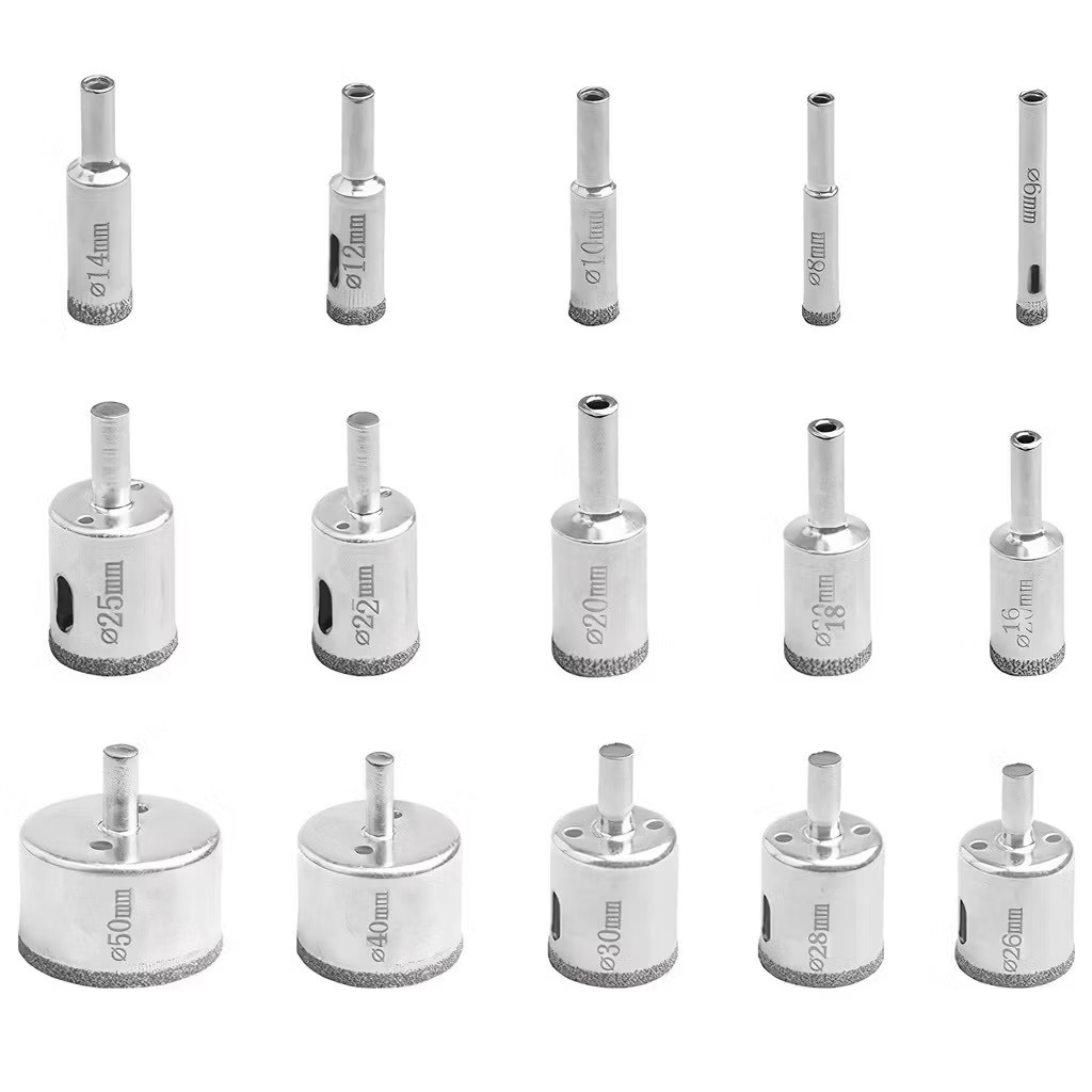 Conjunto 15 Pcs Brocas Copo Diamantadas Vidro Ceramica 6-50mm Serras Kit 15