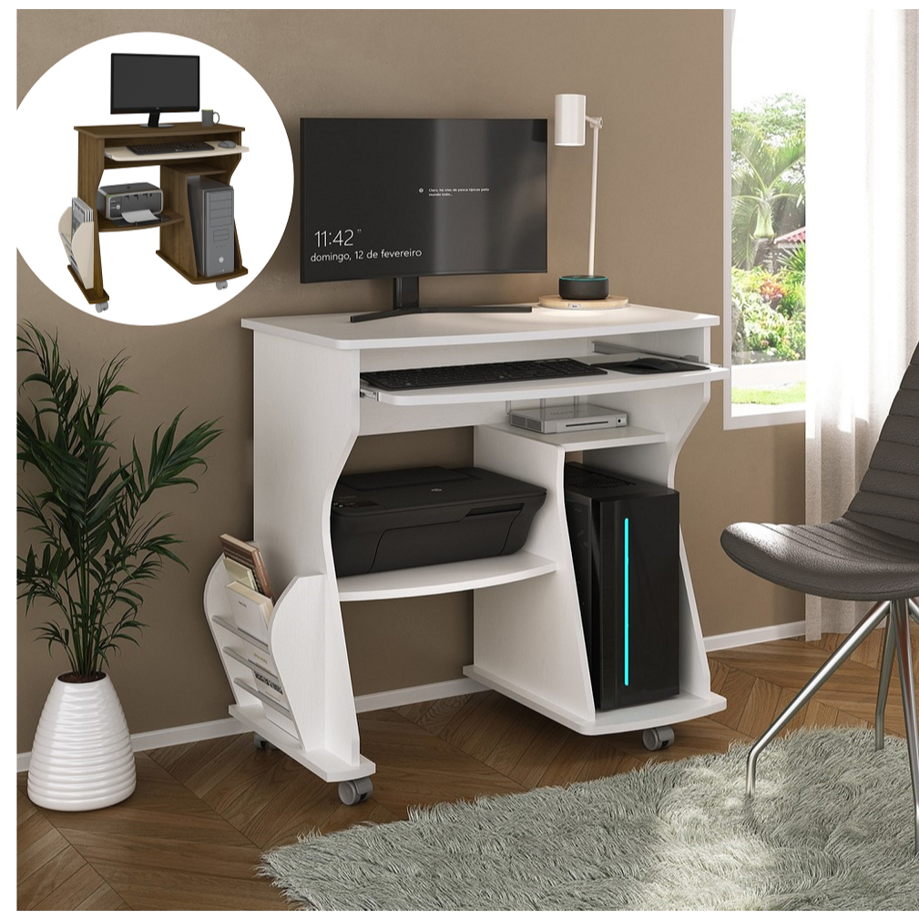 Escrivaninha Compacta Mesa Computador Impressora 160 Artely